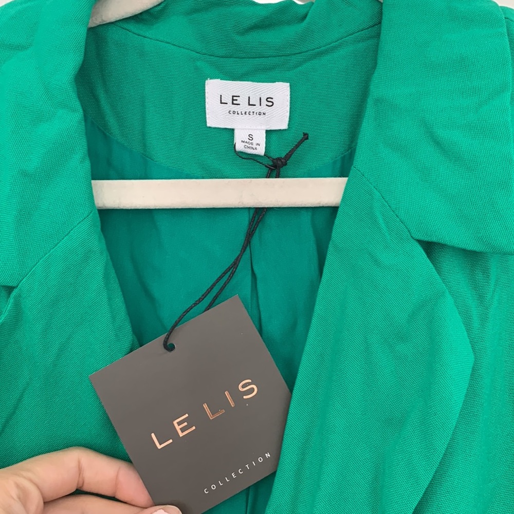 NWT✨ Lelis Kelly Green side cut out mini shirt dress with pockets size Small - Picture 4 of 5